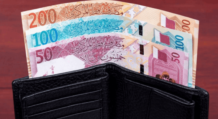 Qatari Riyal currency notes showcasing traditional heritage, modern landmarks, and security features issued by Qatar Central Bank.