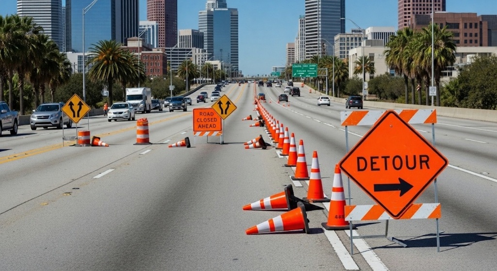 Traffic closure from Sheraton Intersection to Al Taawun Intersection in Doha, August 15–16, 2025, announced by Ashghal.